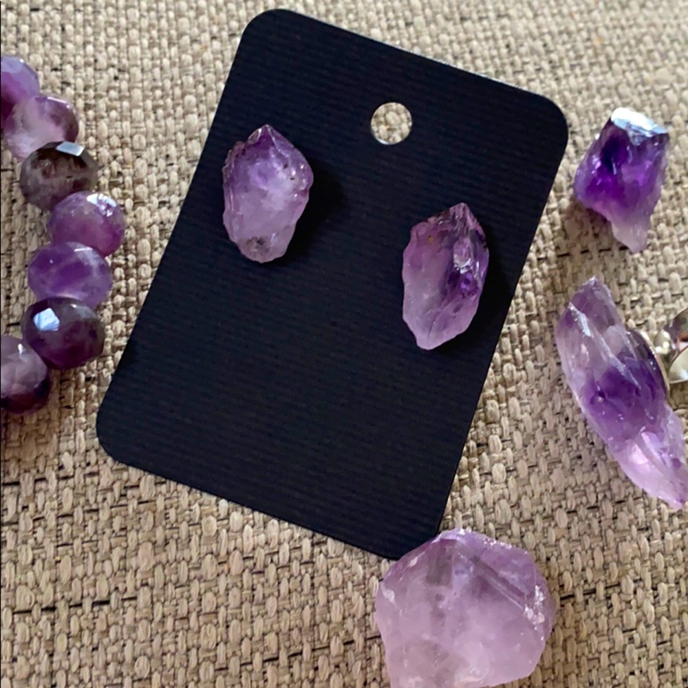 Large amethyst stud earrings